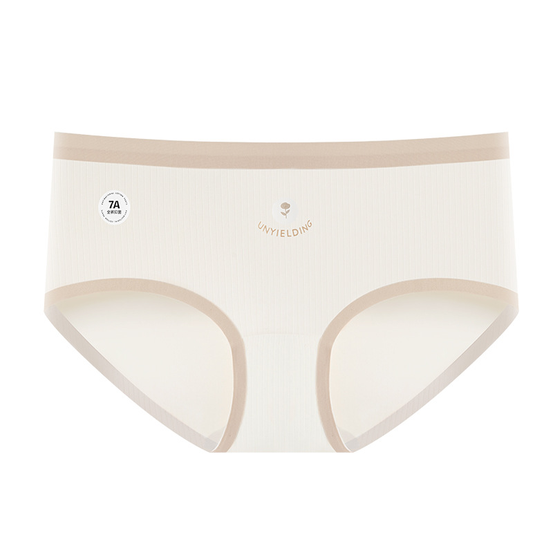 Seda de hielo sin costuras, cadera anti-pellizco, entrepierna de algodón puro, entrepierna antibacteriana, cintura media, sin costuras, ropa interior de mujer de una pieza de color de contraste de verano para niñas