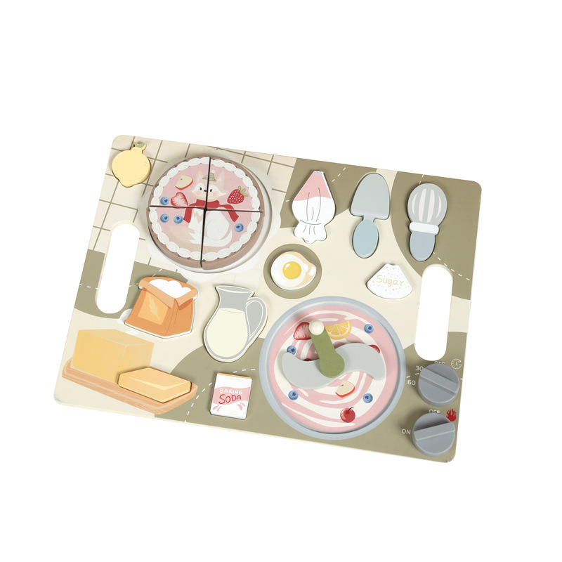 Nuevo plato de pastel para niños, juguetes, ingredientes para pasteles, etc.