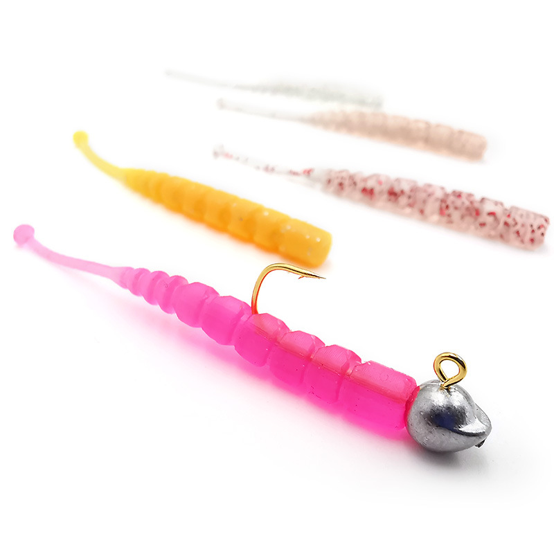 Mousda de tres niveles cabeza plomo gancho micro raíz pesca fina gancho tira suave cebo fino pesca bajo negro pargo wacky