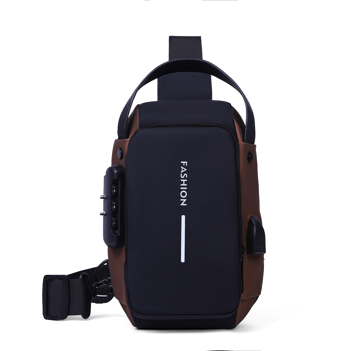 新男士密码防盗单肩多功能跨境运动防水斜挎大容量跑车机车包胸包