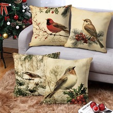 Y2JIT代发亚马逊希音tume跨境亚麻抱枕套Vintage Floral Bird Aut