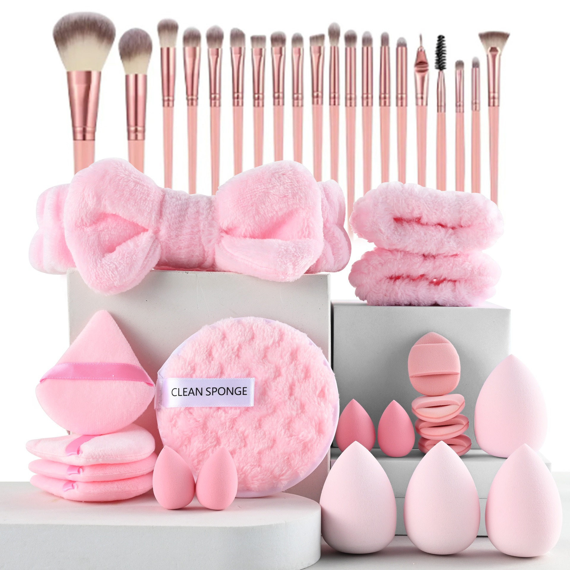 40pc set de herramientas de maquillaje de belleza de venta en caliente transfronteriza, un conjunto completo de 46 pinceles, una gran combinación de lavado de cara, maquillaje en polvo