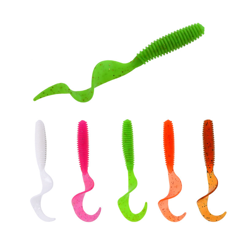 Curly-Tailed Soft Bait 4/5cm Salted Shrimp Flavor High Specific Gravity Maggot Soft Fish Lure Lead Head Hook Imitation Soft Worm Wholesale Mackerel