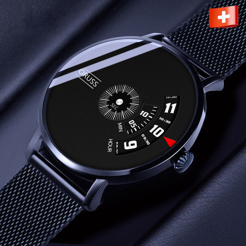 100g Weight Tempered Glass Mirror Material Watch Classification Casual Solid Color Single Folding Buckle Quartz Men's Watches