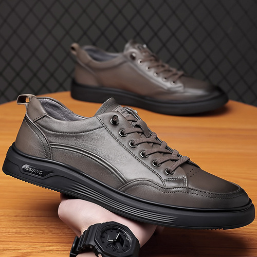  Spring Top Layer Calfskin Sports Shoes Slip-on Genuine Leather Men's Shoes Live Stream Wholesale Handmade Men's Leather Shoes One-Piece