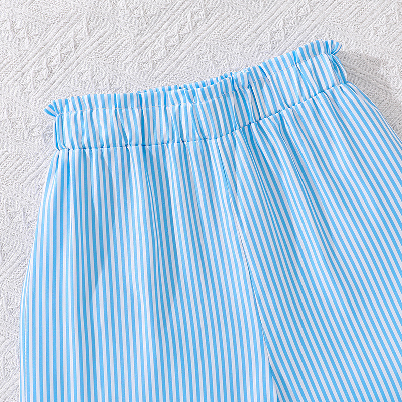 Mädchen Set Mit Gestreiftem Oberteil Und Floraler Hose_voghion.com