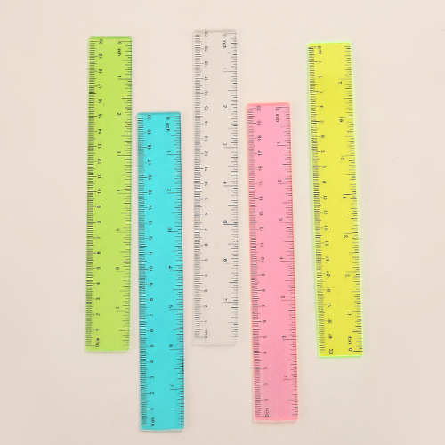 Colorful plastic ruler creative drawing tool 20cm scale cute transparent stationery primary school student ruler wholesale