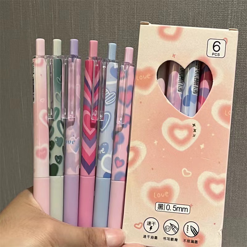 High-Value Heart-Shaped Bubble Gel Pen for Students, Retractable Exam Practice Pen, Smooth 0.5mm Ink Pen