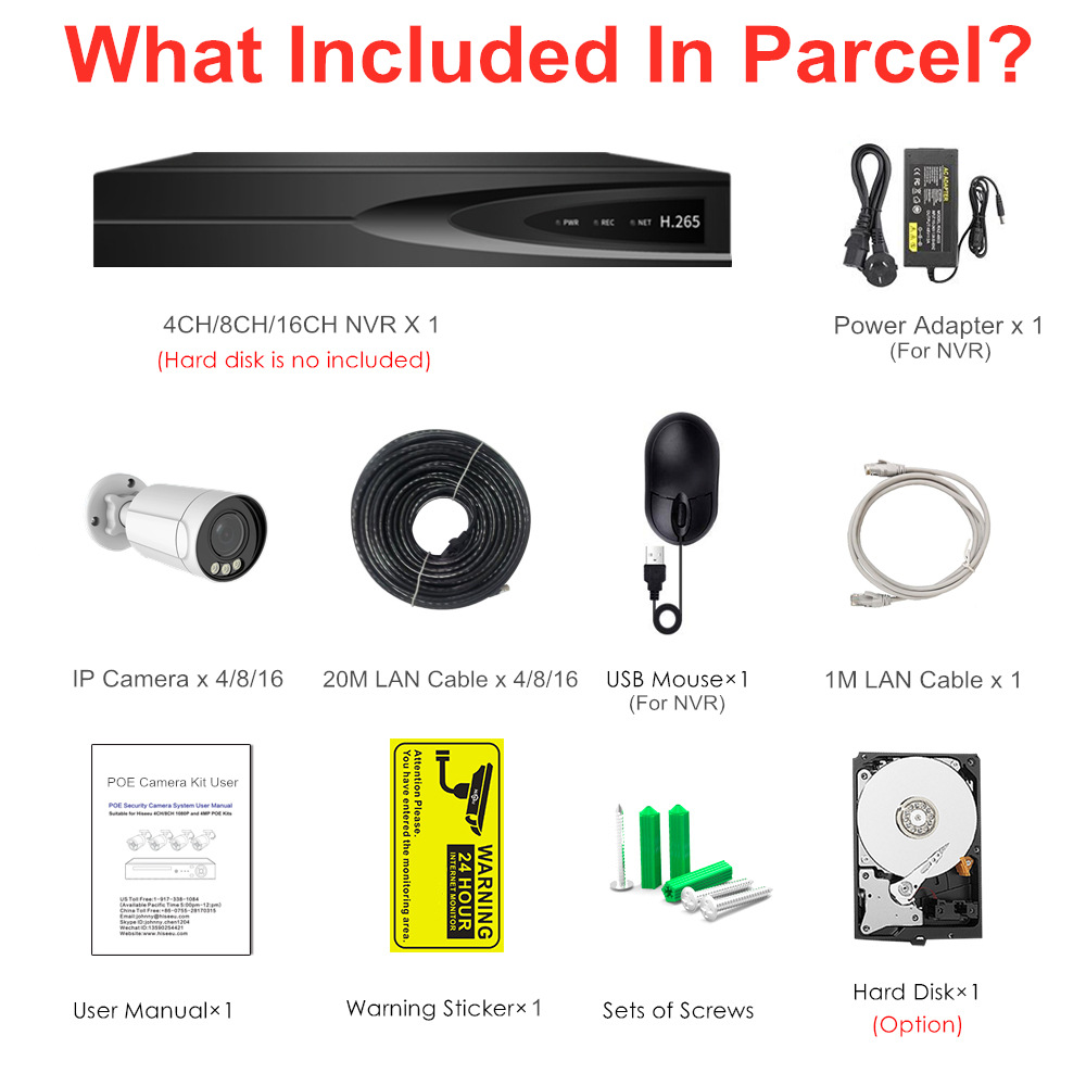 Acarte 4K PoE CCTV kamera, 5X zoom HD seti
