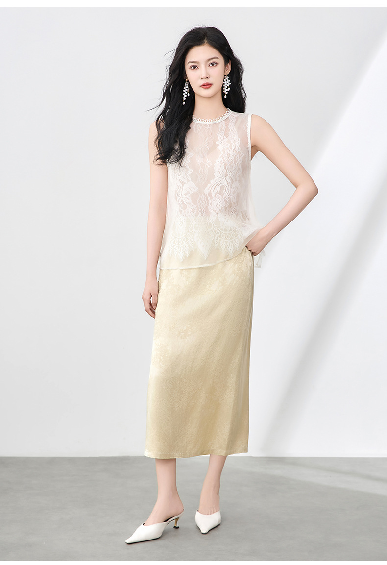 Áo hai dây organza ren cổ tròn phong cách thanh lịch mùa hè — Màu đen chi tiết 20