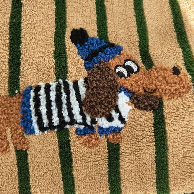 Cartoon-Style Woolen Diatomaceous Earth Absorbent Non-Slip Mat for Bathroom Entrance, Easy-Care Doormat for Entryway