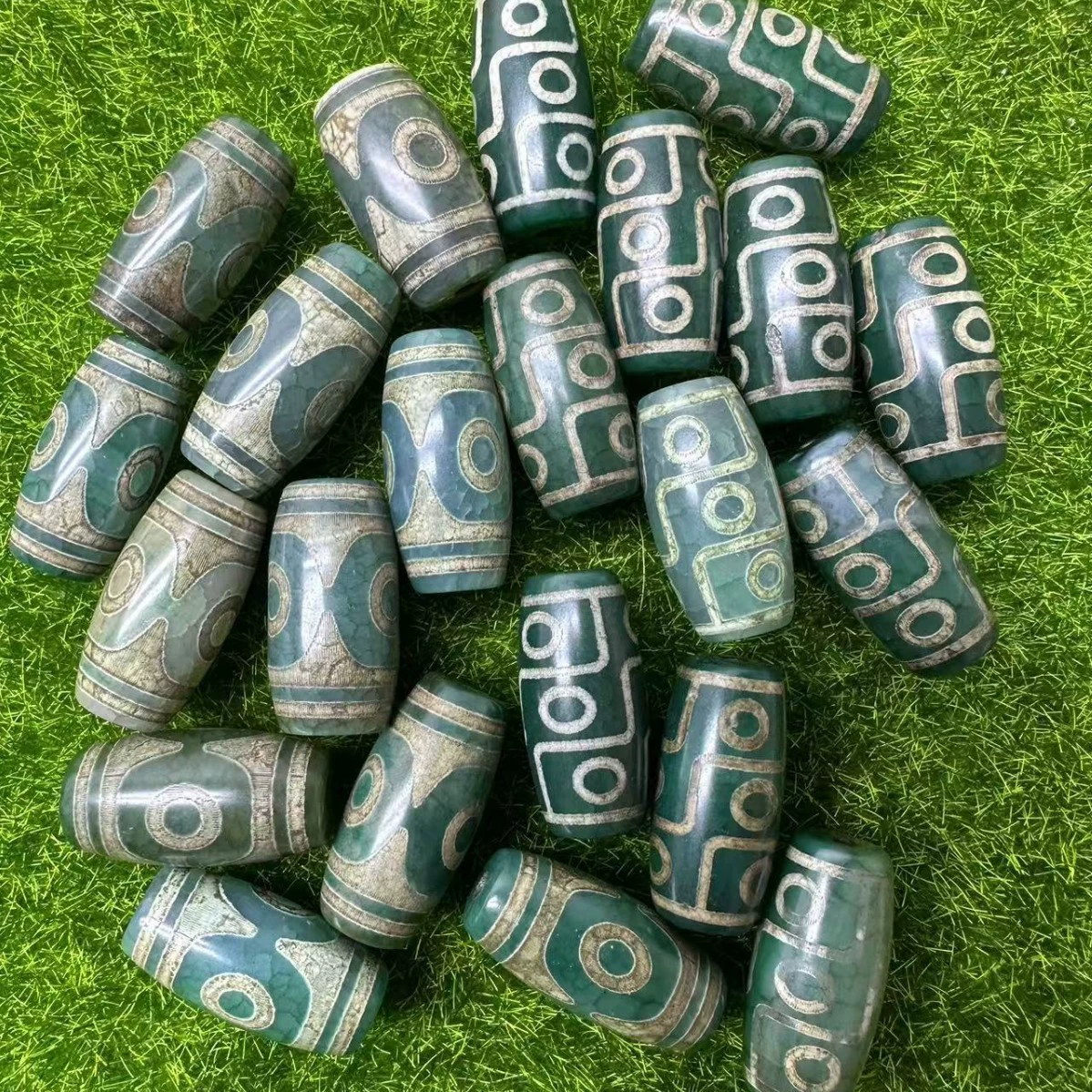 Натуральные бусины Дзи с узором в виде зеленого дракона в тибетском стиле, аксессуары с девятью глазами, отдельные бусины, буддийские молитвенные четки, полуфабрикаты Бодхи, ручная работа от Fuxin.