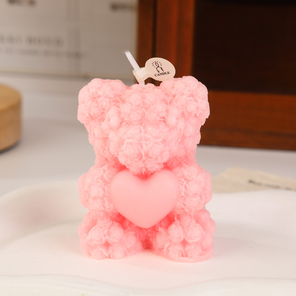 Rose bear perfume vela al por mayor creativa casera de la atmósfera del día de San Valentín perfume regalo de mano modelado vela transfronteriza