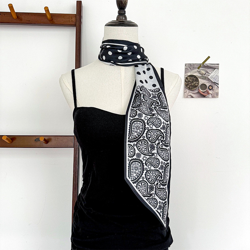 Bufanda de seda, atmósfera coreana, nuevo temperamento, cinta de esquina afilada de moda, cinturón de seda de imitación, bufanda con cuello
