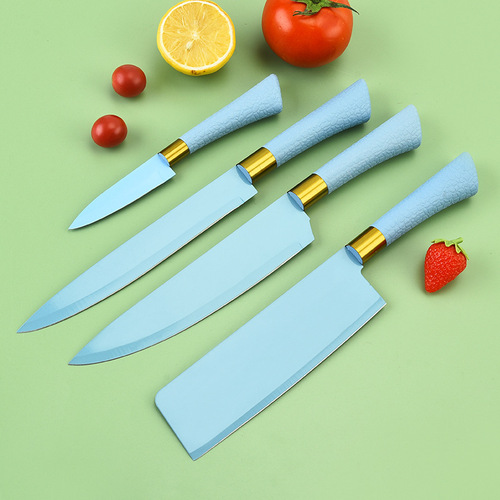 Cylinder rose gold pony handle six-piece set stainless steel knife set kitchen full set gift box set knife
