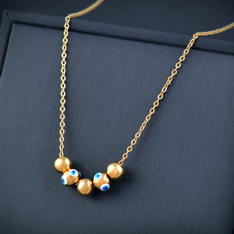 Fashion Devilu0027S Eye Titanium Steel Inlaid Gold Necklace 1 Piece