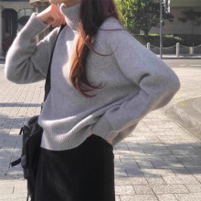纯色高领毛衣女秋冬加厚内搭打底衫小个子软糯宽松套头韩系针织衫