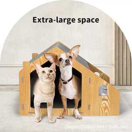 木制宠物屋带凸起的喂食器室内猫家具和小型猫狗软垫狗窝