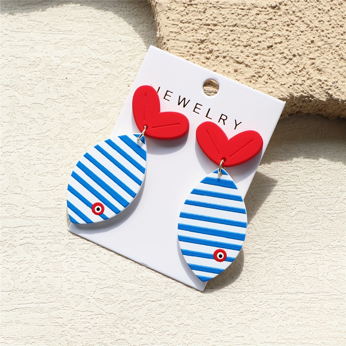 marine blue acrylic cartoon design earrings stainless steel