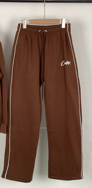 Corteiz Alcatraz Sweatpants Reflective Side Stripe Brown