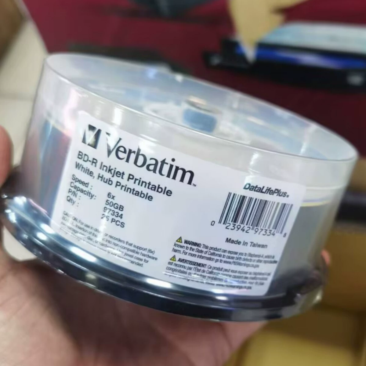 Verbatim/Verbatim BD-R 6X 50 ГБ записываемый диск Blu-ray, печатаемый архивный уровень, 25 шт., артикул 97334