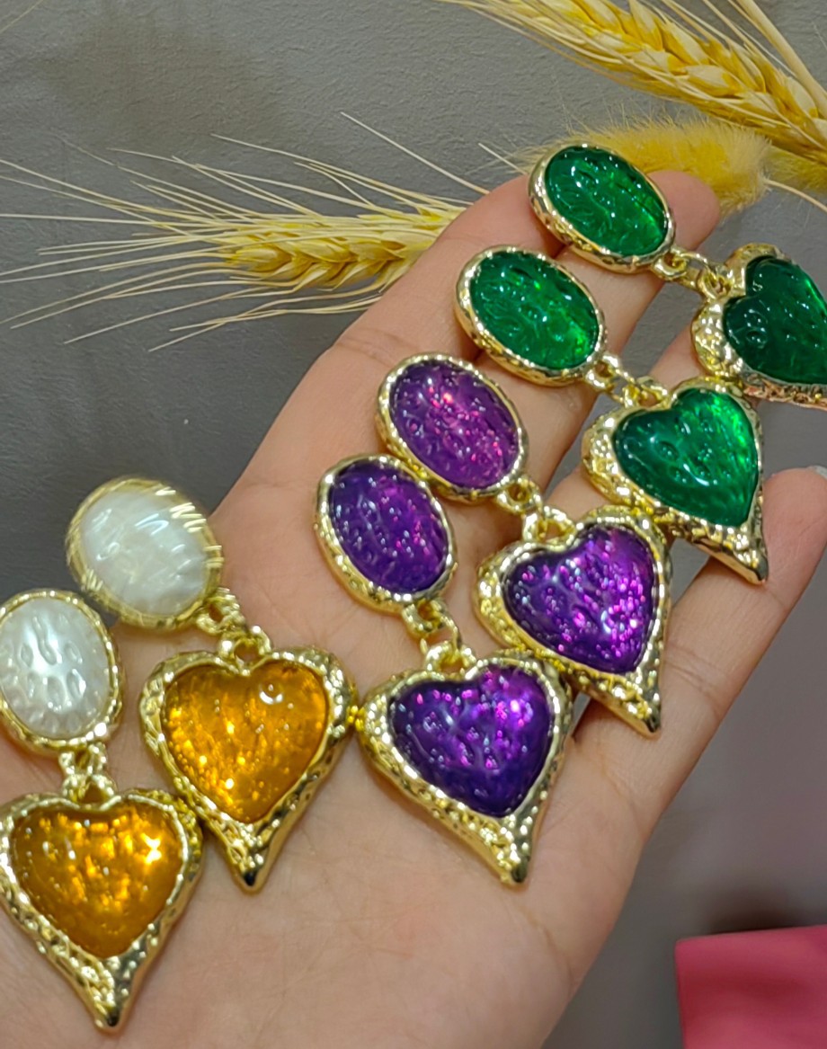Drop Earrings Classification 1 Pair Quantity 1 Pair Lady Heart Shape Inlay Copper Artificial Gemstones Drop Earrings