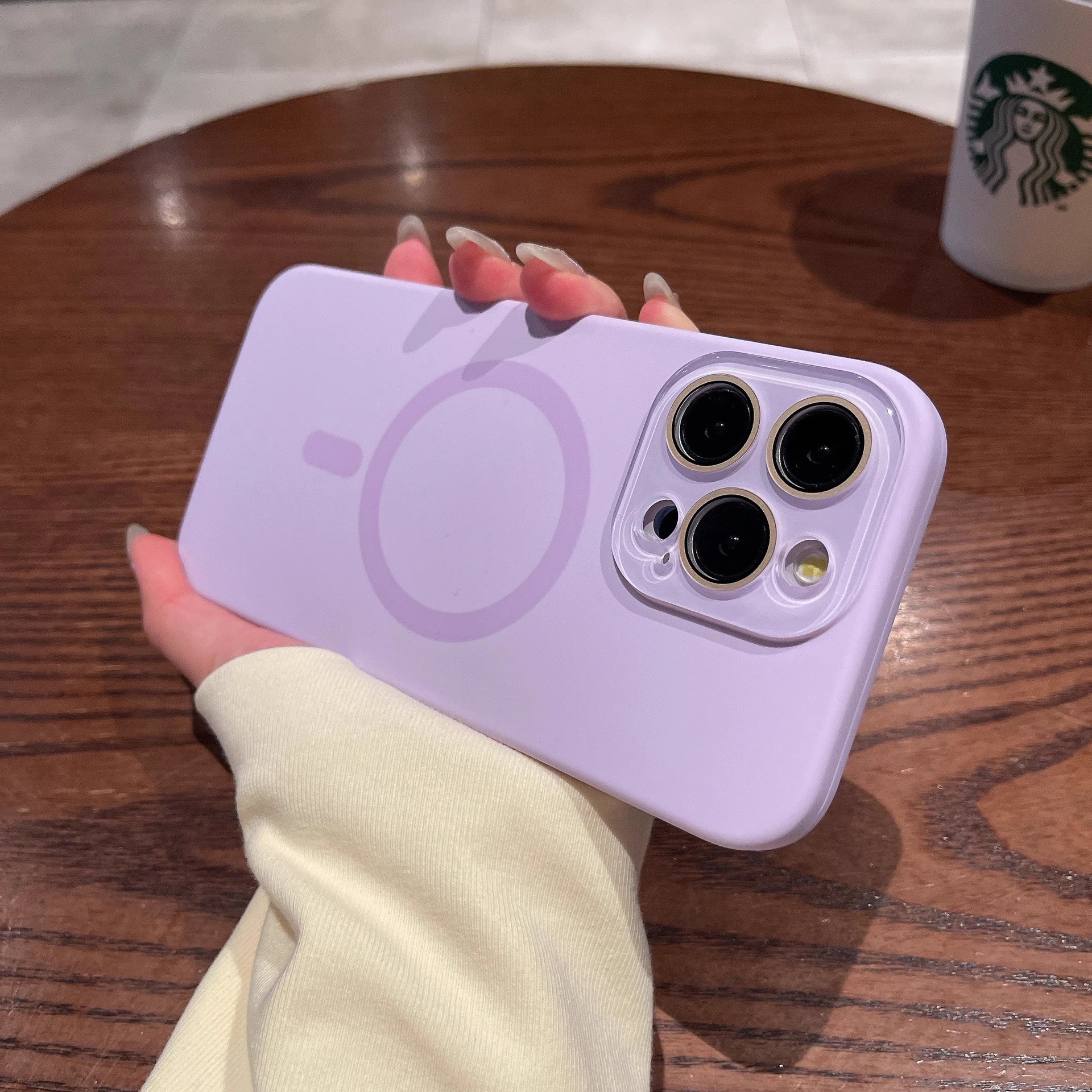 Ventana pequeña de color sólido simple succión magnética para iPhone 16ProMax funda para teléfono móvil 14 Apple 15 hombres y mujeres 13 todo incluido