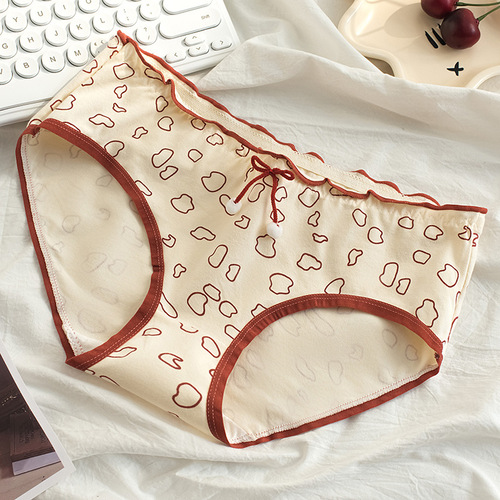 New cow women's underwear pure cotton printed underwear for women middle waist student cute girl briefs wholesale