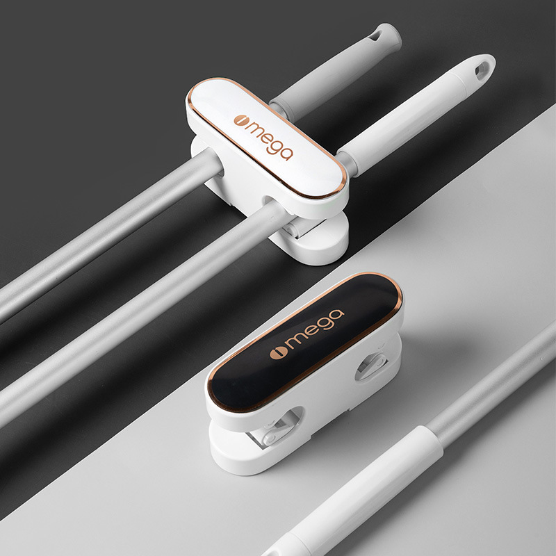 Yimijia Mop Hook Hanger No Punch Wall Mounting Kitchen Bathroom Broom Mop Clip Traceless Strong Double Head