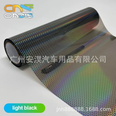 Pvc Car Headlight Color Changing Film Rainbow Car Light Film Laser Honeycomb Tail Light Fog Light Transparent Protective Film (Car headlight protective film) - light-black-03-8m