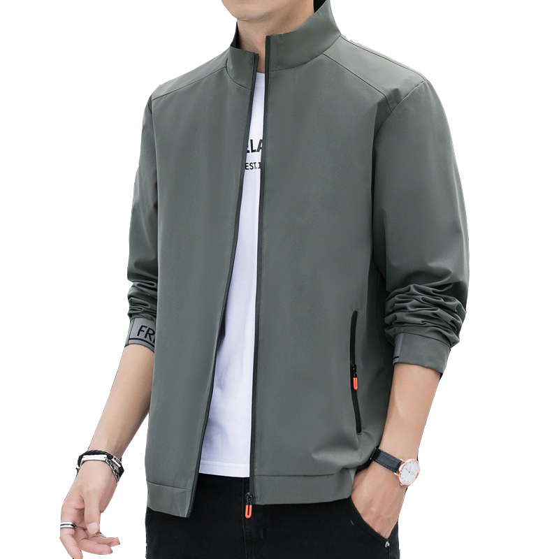 Primavera y otoño chaqueta de los hombres casual stand collar chaqueta suelta de deportes los hombres jóvenes y de mediana edad Fábrica de la chaqueta al por mayor