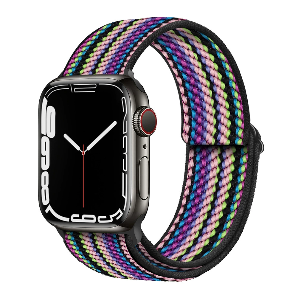 Ремешок для часов (Apple) для Apple Watch 5/6/7/8/SE, эластичный нейлоновый, пластиковый разъём, мультиразмер