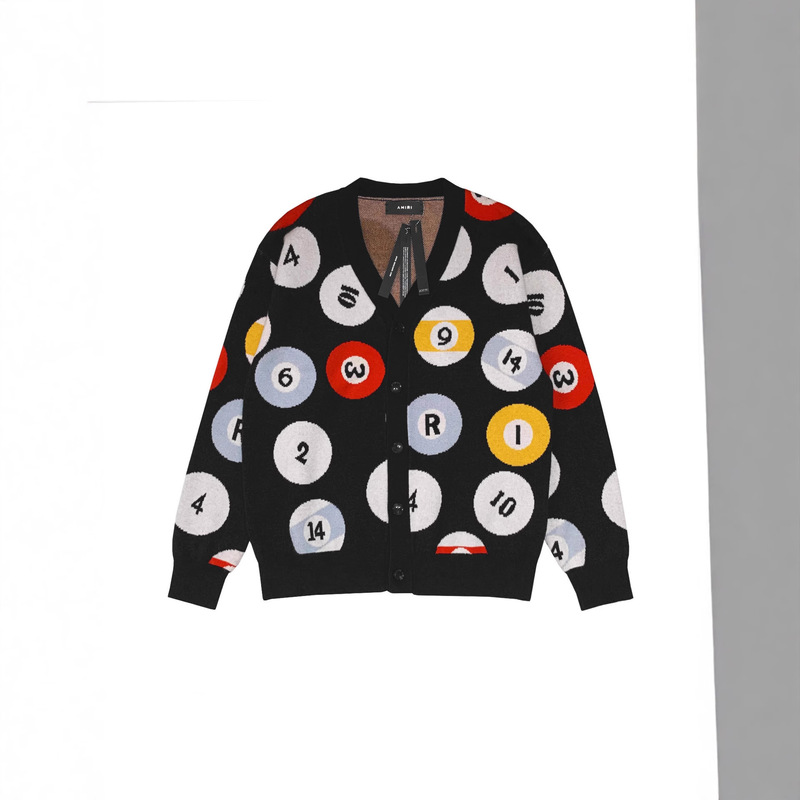 Cross-Border European and American Trendy Brand Amiri Sweatshirts Knitted Sweater Cardigan Jacket Autumn and Winter Knitted New Wool