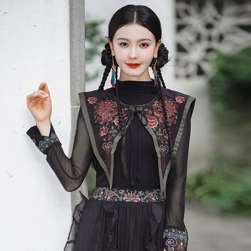 Новая женская одежда в этническом стиле 2025 года, новая женская укороченная верхняя одежда в китайском стиле ретро с вышивкой, универсальная накидка-шаль с эффектом облачных плеч