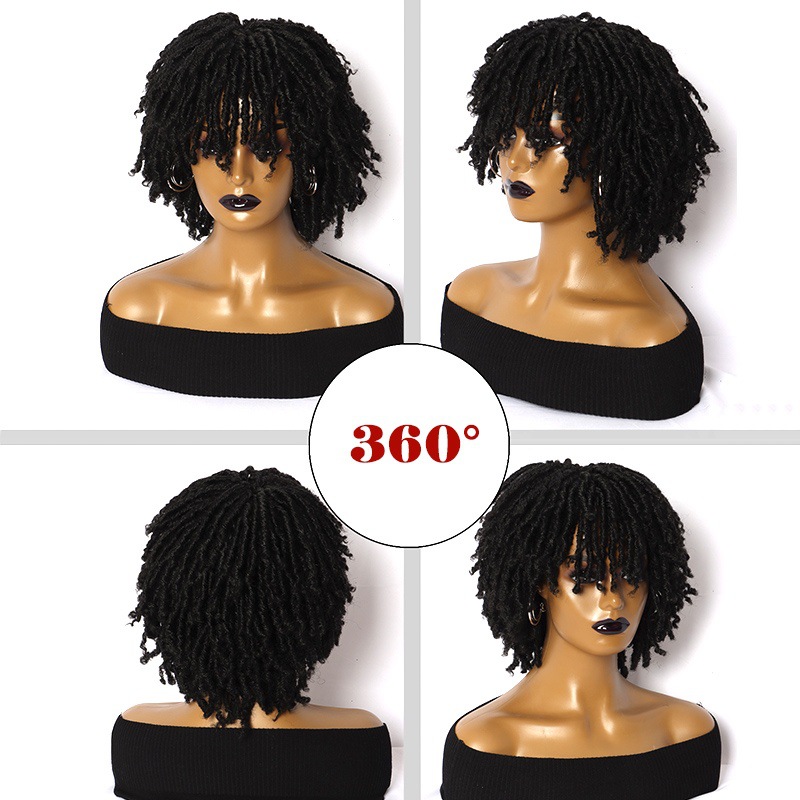 Synthetische Perücke, kleiner, kurzer, explosiver Kopf, flauschiges, lockiges, hohles, gekräuseltes, kleines, schmutziges Zopfperückenstirnband für Damen_voghion.com