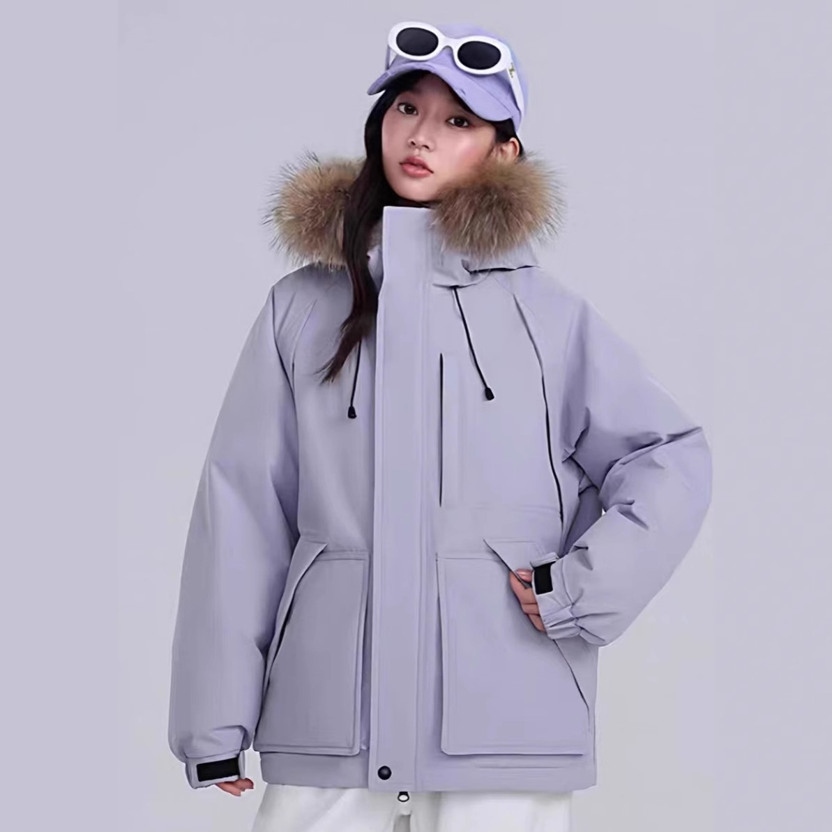 Invierno nuevo tipo de ropa de algodón de pluma de cuello grande con capuzas ocio relajado para superar la ropa de algodón caliente multicolor y grueso image 1