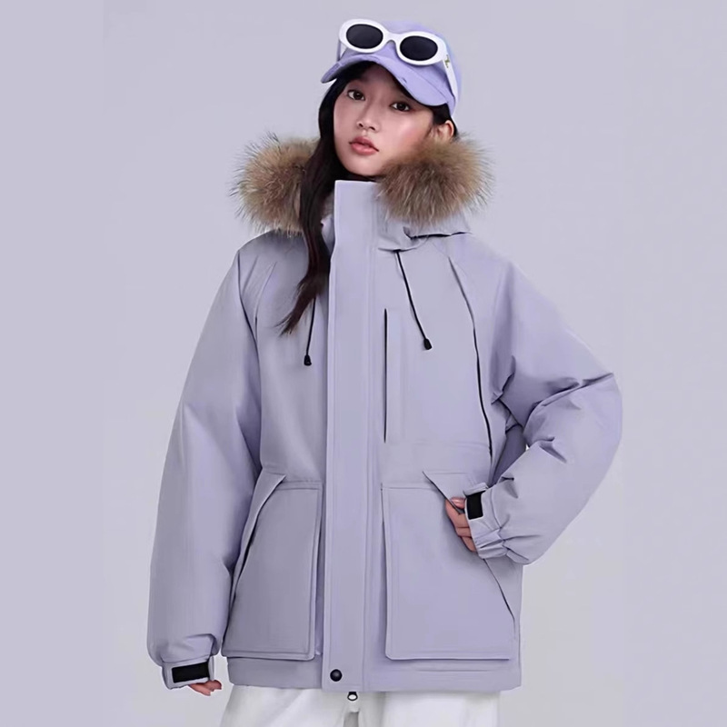 Winter New Large Fur Collar down Cotton Jacket Hooded Casual Loose Parka Workwear Cotton Jacket Warm Multi-Color Thickened Winter New Large Fur Collar down Cotton Jacket Hooded Casual Loose Parka Workwear Cotton Jacket Warm Multi-Color Thickened