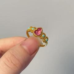 小衆の高級感の軽い豪華なレトロな油のエナメルのヒョウタンの指輪の女性はリングの宮廷風の人差し指のリングを調節することができます。