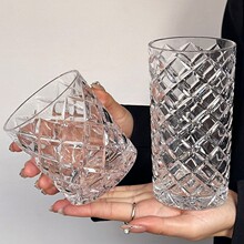 欧式洋酒钻石玻璃杯冷饮杯威士忌杯酒杯家用浮雕果汁咖啡杯喝水杯