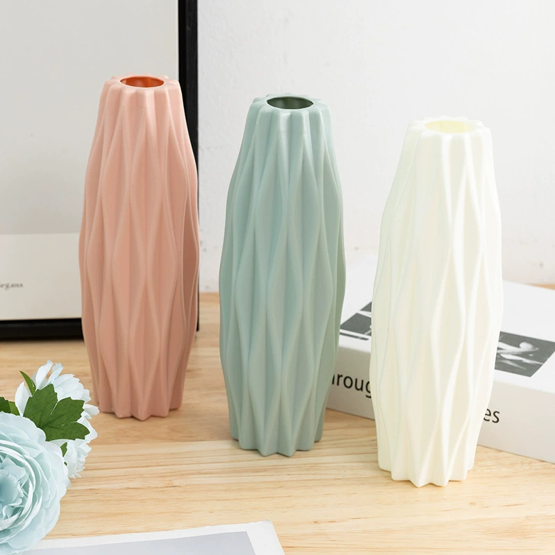 Cross-Border Best-Selling Diamond Vase, Fresh and Simple Style, Anti-Fall Plastic Vase, Home Desktop Decoration, Flower Arrangement Ornament