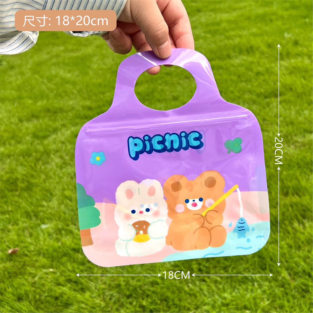 Original lindo snack ziplock bolsa sellada bolsa de dibujos animados oso galleta máscara de caramelo bolsa de almacenamiento de tamaño pequeño