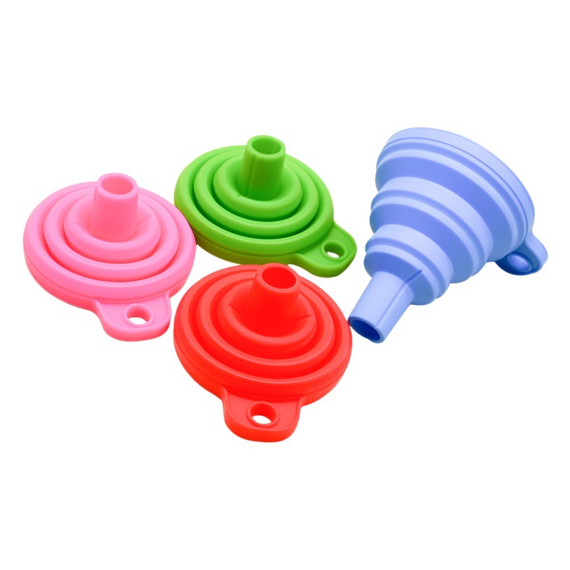 Fabricante de suministro en stock de grado alimenticio embudo de silicona plegable portátil de separación pequeño embudo al por mayor transfronterizo exclusivo para