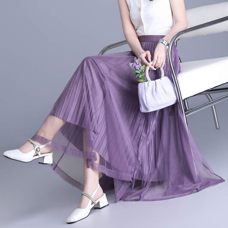 Purple Flared Long Skirt, Loose A-Line Skirt, Slimming, Fashionable, Versatile Sequined Skirt Purple Flared Long Skirt, Loose A-Line Skirt, Slimming, Fashionable, Versatile Sequined Skirt