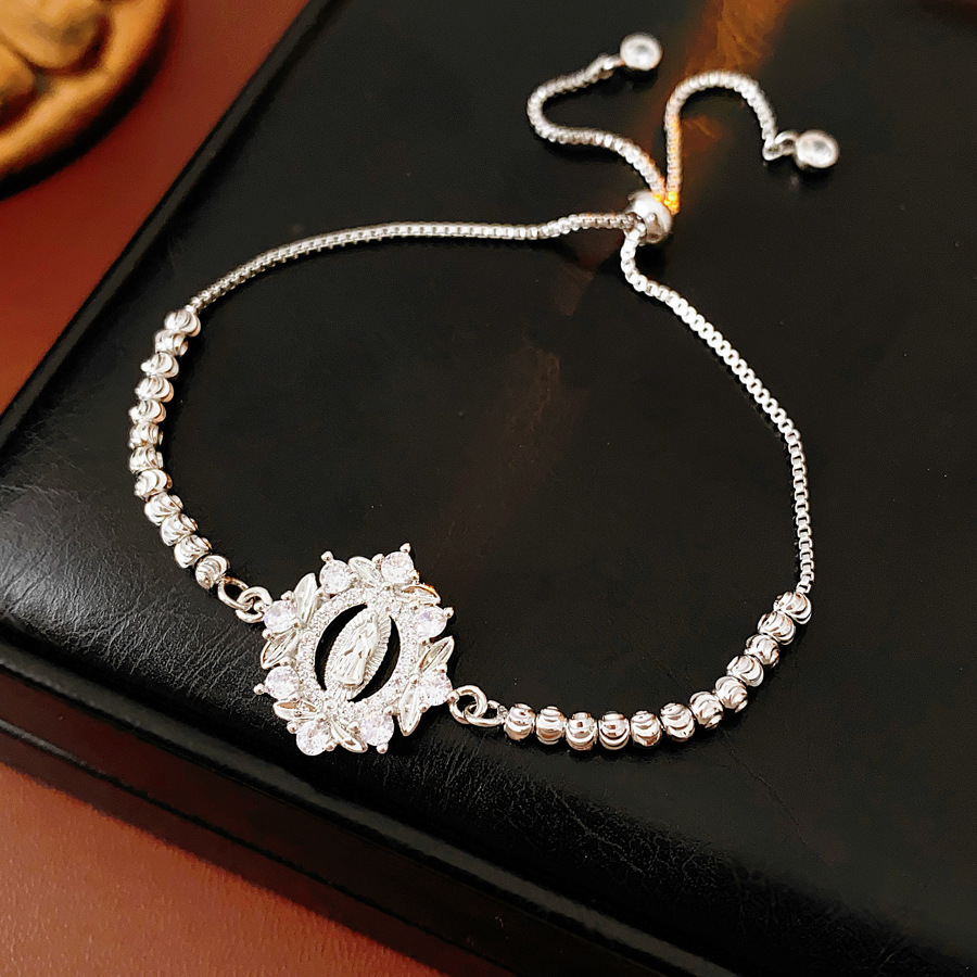 Zircón ultra brillante retrato redondo ajustable pulsera ligera de lujo pulsera de alta sensación de diseño de nicho universal joyería de mujer image 7