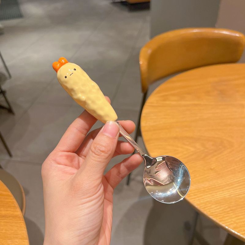 かわいい動物の箸とスプーンセットステンレス鋼学生一人用子供用フォーク食器ポータブル収納ボックス|undefined