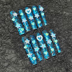 European and American style ultra-long water pipe nails with sparkling glitter, handmade wearable nail art, ice transparent nail stickers, overseas trade wholesale