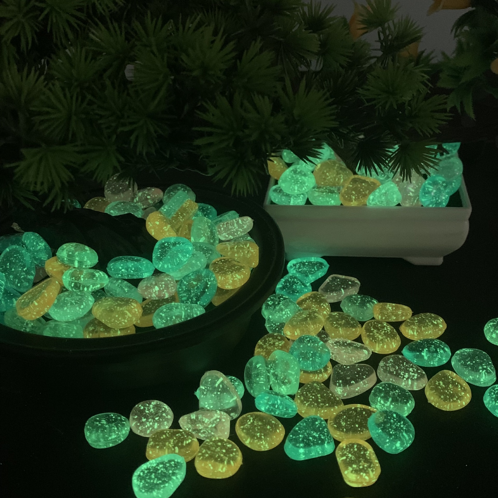 2cm星点鱼缸夜光石花瓶水族园艺道路细闪荧光发光鹅卵石diy微景观