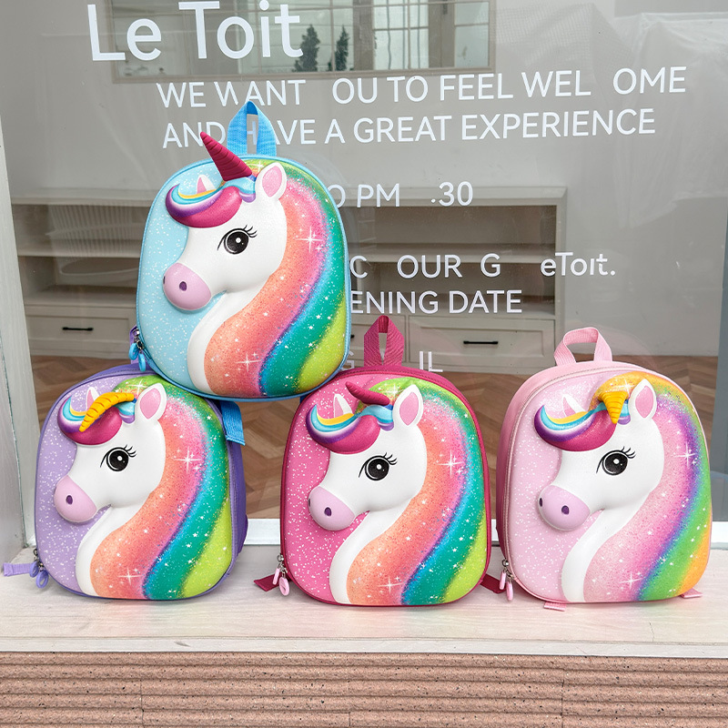 540跨境儿童独角兽双肩包新款卡通可爱幼儿园书包女孩出游小背包