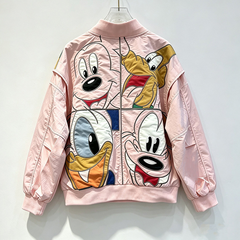 Thai trendy brand 2026 spring/autumn new collection: cartoon-themed, intricately embroidered, loose-fitting outerwear, versatile casual jacket for women Thai trendy brand 2026 spring/autumn new collection: cartoon-themed, intricately embroidered, loose-fitting outerwear, versatile casual jacket for women