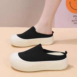 厚底镂空包头半拖女网面外穿透气极简渔夫鞋